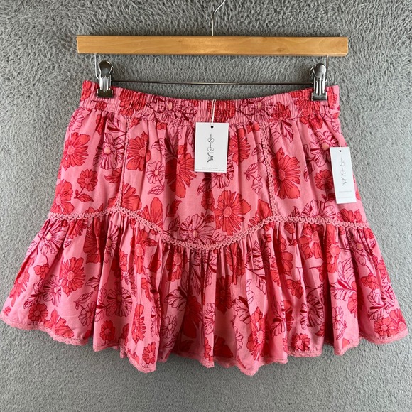 Jessica Simpson Dresses & Skirts - New Jessica Simpson Romana Ruffle Skirt Sea Pink Delicate Floral Mini Skirt  M